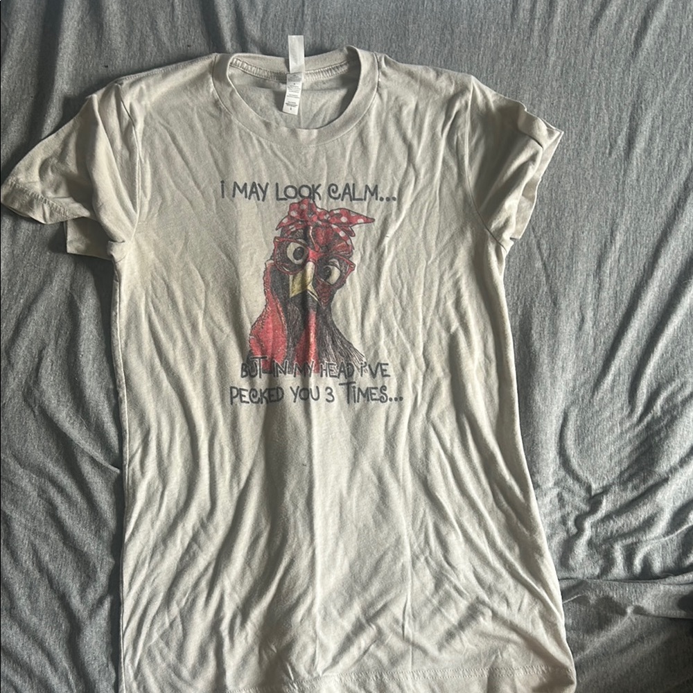 Graphic Chicken Print T-Shirt - Cream